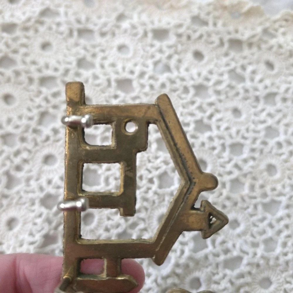 Vintage Brass Key Holder, House Shaped Wall Hook